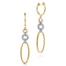 14K Yellow-White Gold Long Multi Link Diamond Huggie Drop Earrings - 0.2 ct