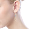 14K Yellow-White Gold Long Multi Link Diamond Huggie Drop Earrings - 0.2 ct
