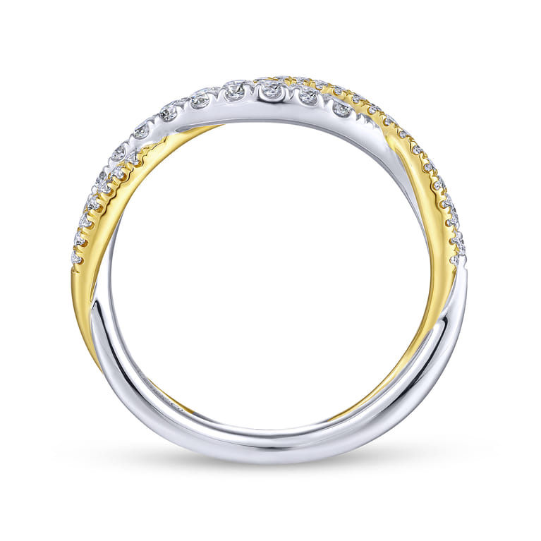 14K Yellow-White Gold Matching Wedding Band - 0.38 ct - Shot 2
