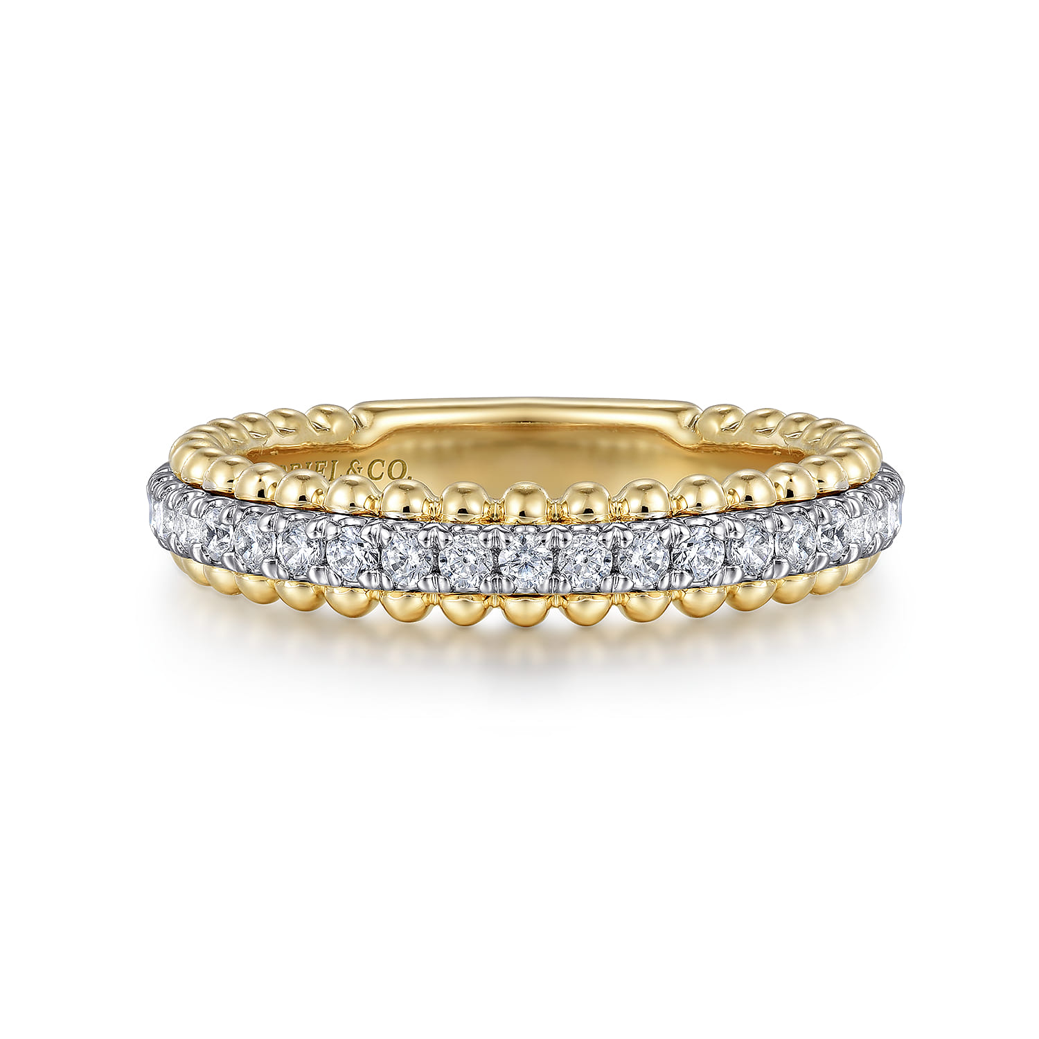 14K Yellow-White Gold Matching Wedding Band - 0.3 ct - Shot 1