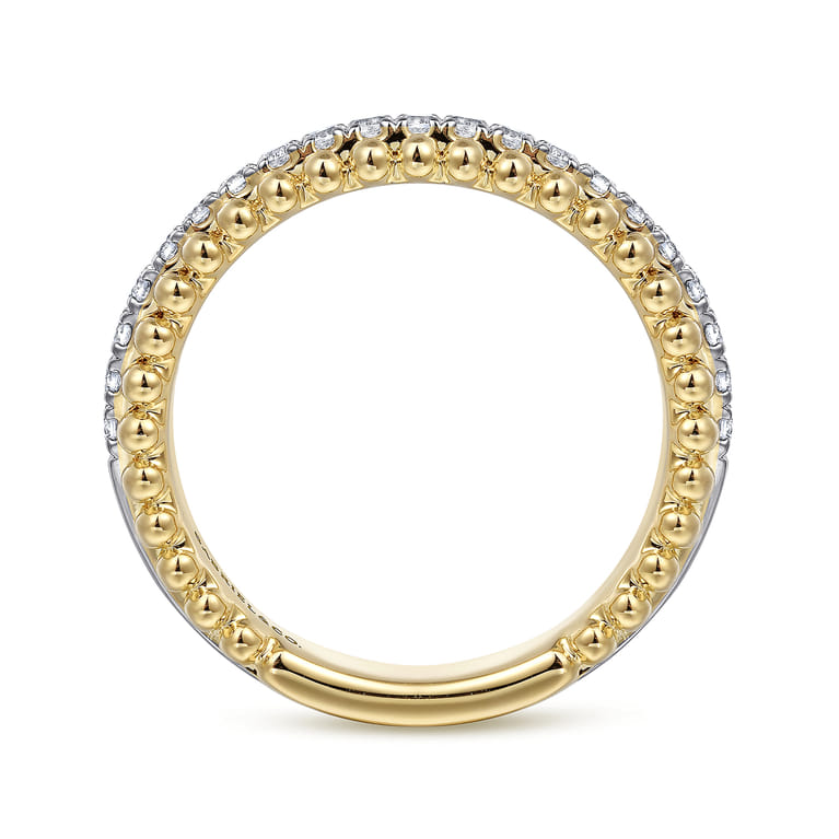 14K Yellow-White Gold Matching Wedding Band - 0.3 ct - Shot 2