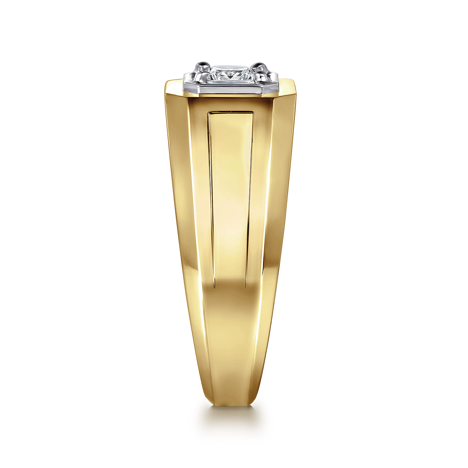 14K Yellow-White Gold Mens Engagement Ring in High Polish Finish - 0.5 ct - Shot 4