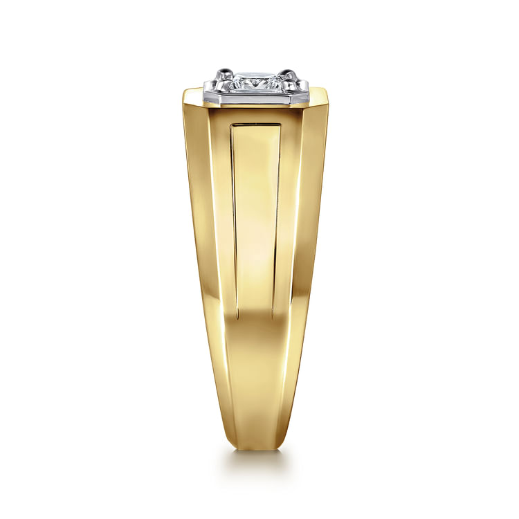 14K Yellow-White Gold Mens Engagement Ring in High Polish Finish
