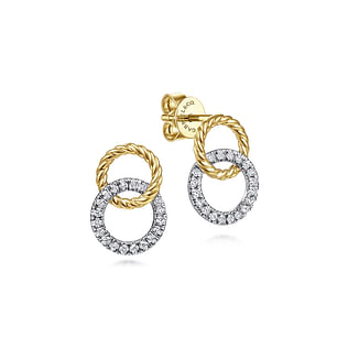 14K-Yellow-White-Gold-Open-Circle-Twisted-Rope-and-Diamond-Stud-Earrings1