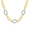 14K Yellow-White Gold Oval Chain Link Necklace with Diamond Pave - 1.55 ct