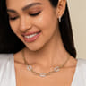 14K Yellow-White Gold Oval Chain Link Necklace with Diamond Pave - 1.55 ct