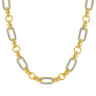 14K Yellow-White Gold Oval Chain Twisted Rope Link Necklace with Diamond Pave - 0.75 ct