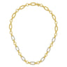 14K Yellow-White Gold Oval Chain Twisted Rope Link Necklace with Diamond Pave - 0.75 ct