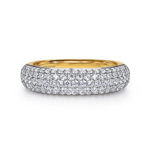 14K Yellow-White Gold Pave Diamond Anniversary Band