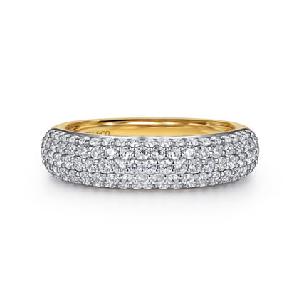14K Yellow-White Gold Pave Diamond Anniversary Band