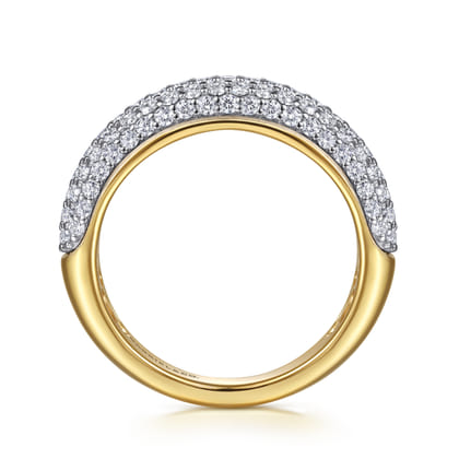 14K Yellow-White Gold Pave Diamond Anniversary Band