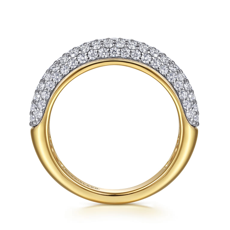 Fancy Wedding Ring in 14k Yellow/white Gold with Round Natural Diamond at Gabriel & Co. - Shot 2