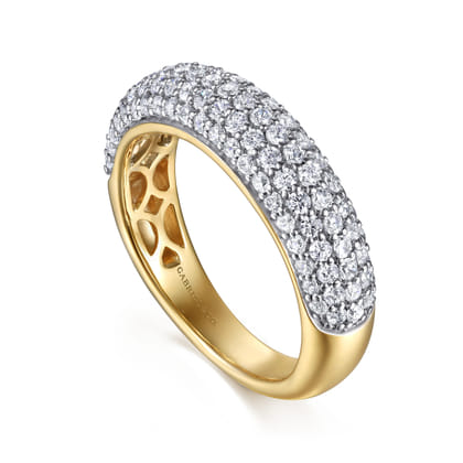 14K Yellow-White Gold Pave Diamond Anniversary Band
