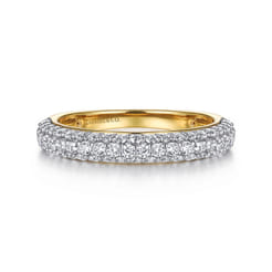 14K Yellow-White Gold Pave Diamond Anniversary Band