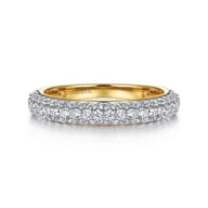 14K Yellow-White Gold Pave Diamond Anniversary Band