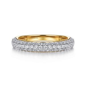 14K Yellow-White Gold Pave Diamond Anniversary Band