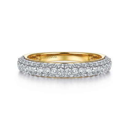 14K Yellow-White Gold Pave Diamond Anniversary Band