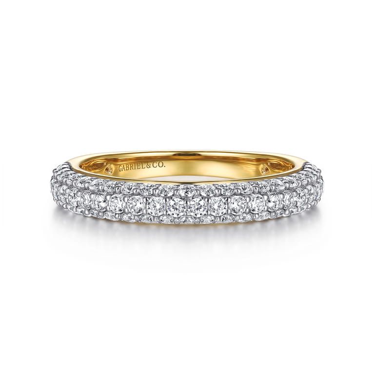 Fancy Wedding Ring in 14k Yellow/white Gold with Round Natural Diamond at Gabriel & Co. - Shot 1