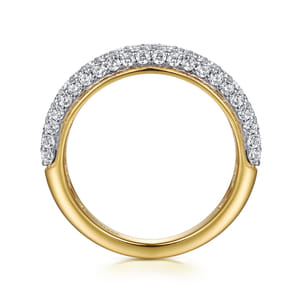 14K Yellow-White Gold Pave Diamond Anniversary Band
