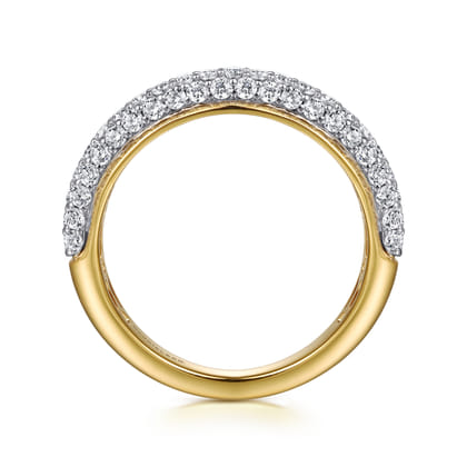 14K Yellow-White Gold Pave Diamond Anniversary Band