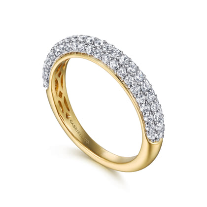 14K Yellow-White Gold Pave Diamond Anniversary Band
