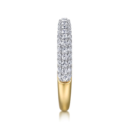 14K Yellow-White Gold Pave Diamond Anniversary Band