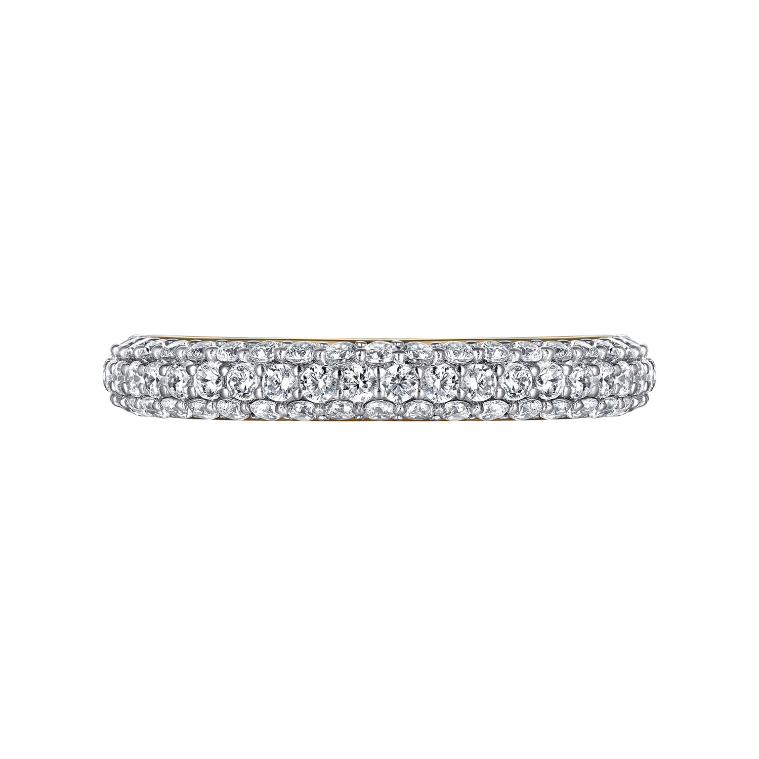 14K Yellow-White Gold Pave Diamond Anniversary Band
