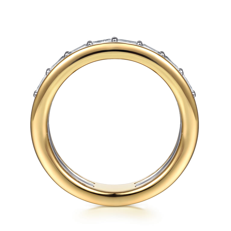 Fancy Wedding Ring in 14k Yellow/white Gold with Baguette Natural Diamond at Gabriel & Co. - Shot 2