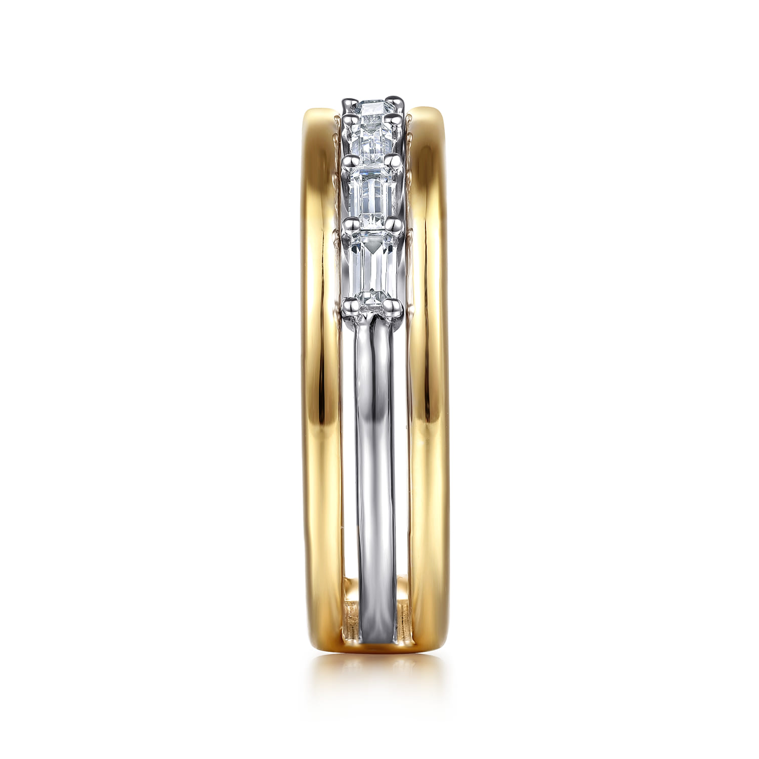 14K Yellow-White Gold Prong Baguette Diamond Anniversary Band