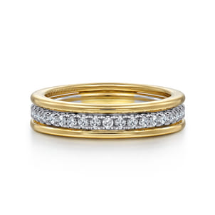 14K Yellow-White Gold Round Diamond Anniversary Band