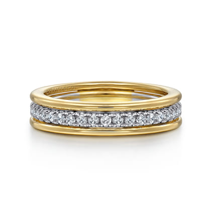 14K Yellow-White Gold Round Diamond Anniversary Band