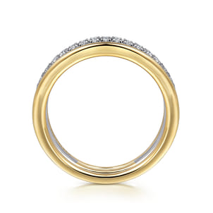 14K Yellow-White Gold Round Diamond Anniversary Band