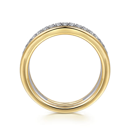 14K Yellow-White Gold Round Diamond Anniversary Band