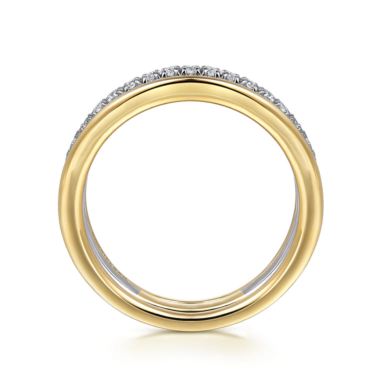 Straight Wedding Ring in 14k Yellow/white Gold with Round Natural Diamond at Gabriel & Co. - Shot 2