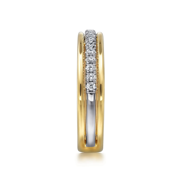 Straight Wedding Ring in 14k Yellow/white Gold with Round Natural Diamond at Gabriel & Co. - Shot 4
