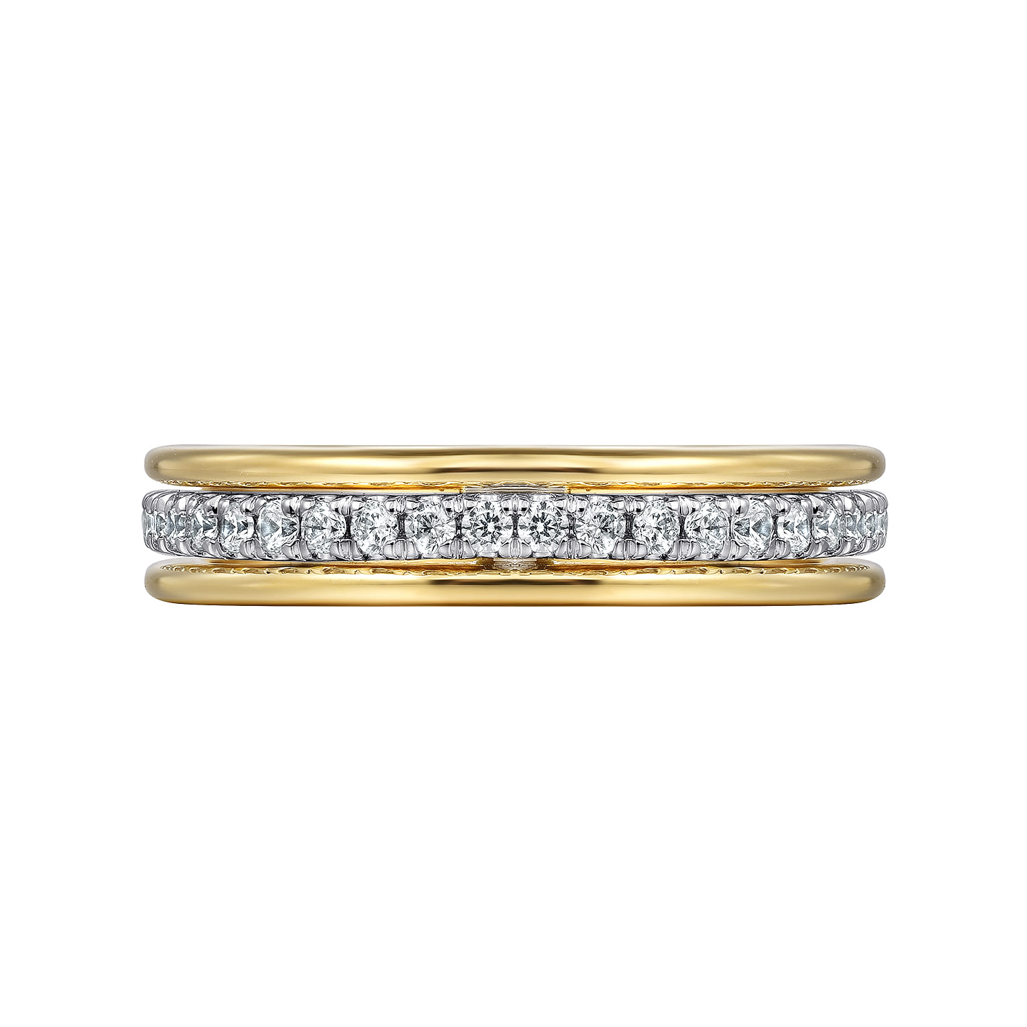14K Yellow-White Gold Round Diamond Anniversary Band
