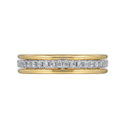 14K Yellow-White Gold Round Diamond Anniversary Band