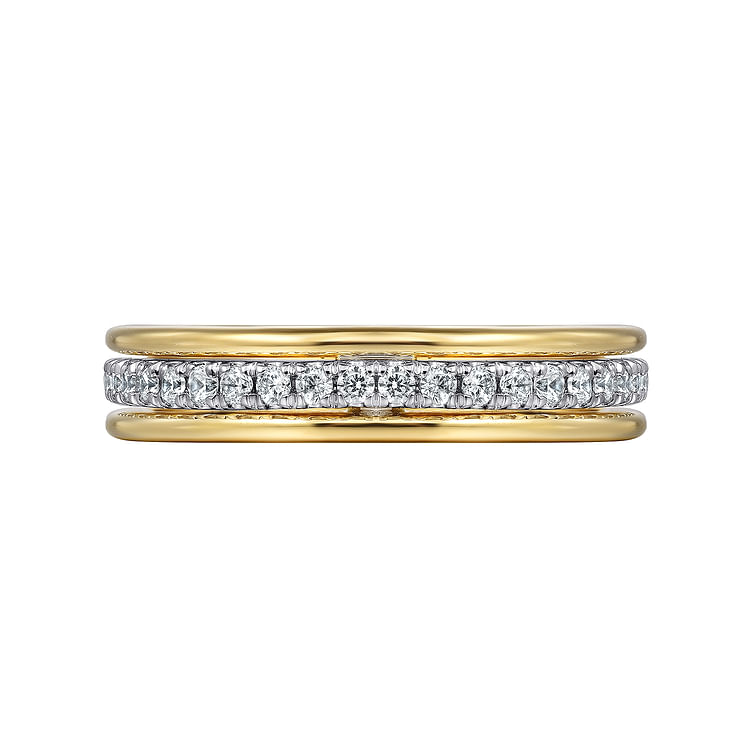 14K Yellow-White Gold Round Diamond Anniversary Band