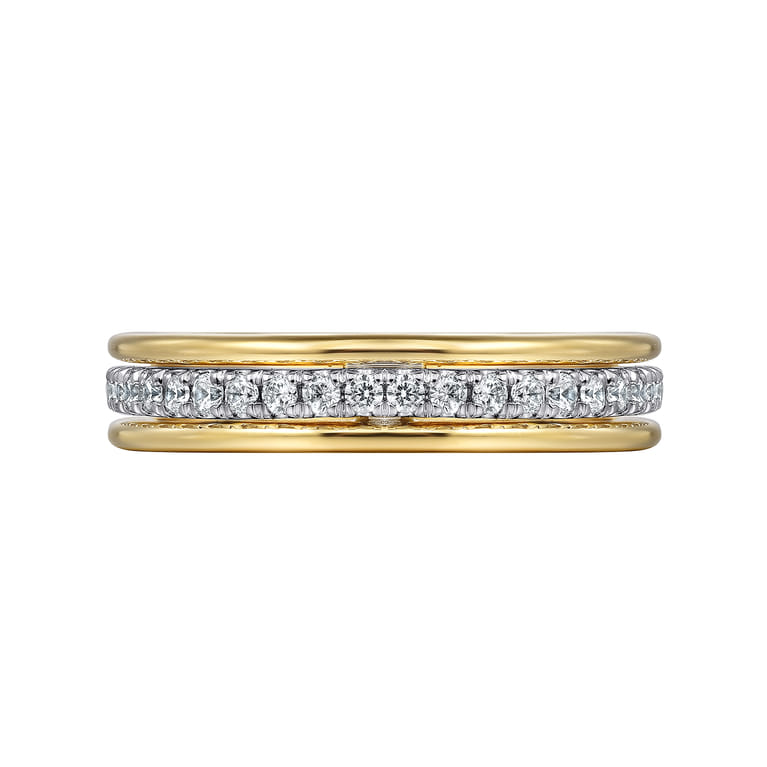 Straight Wedding Ring in 14k Yellow/white Gold with Round Natural Diamond at Gabriel & Co. - Shot 6