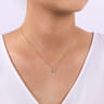 14K Yellow-White Gold Round Diamond Pendant Necklace with Hexagonal Frame - 0.05 ct