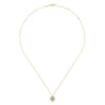 14K Yellow-White Gold Round Pave Diamond Cluster Pendant Necklace with Bezel Frame - 0.1 ct