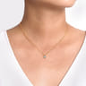 14K Yellow-White Gold Round Pave Diamond Cluster Pendant Necklace with Bezel Frame - 0.1 ct
