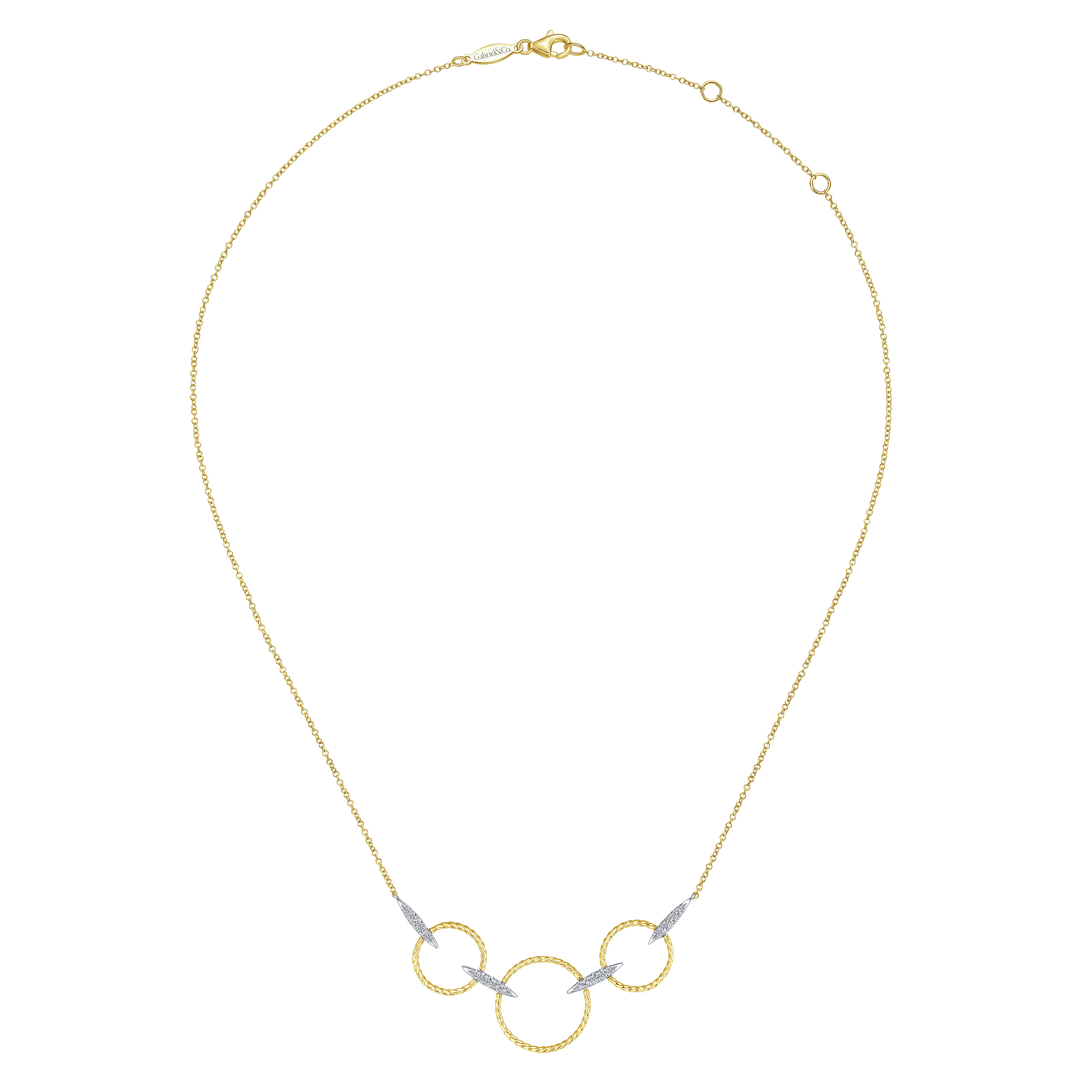 [LLOYD] 14K Gold☆Simple knot point daily base ネックレス 14K Yellow-White Gold Triple Loop Necklace with Diamond