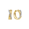 14K Yellow-White Gold Twisted 15mm Diamond Huggie Earrings - 0.25 ct