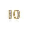 14K Yellow-White Gold Twisted 15mm Diamond Huggies - 0.4 ct
