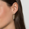 14K Yellow-White Gold Twisted 35mm Classic Diamond Hoop Earrings - 0.6 ct