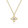 14K Yellow-White Gold Twisted Rope Clover Pendant Necklace with Diamond Center - 0.01 ct