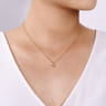 14K Yellow-White Gold Twisted Rope Clover Pendant Necklace with Diamond Center - 0.01 ct