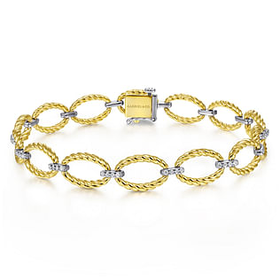 14K-Yellow-White-Gold-Twisted-Rope-Oval-Link-Bracelet-with-Diamond-Connectors1