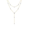 14K Yellow-White Gold Two Strand Diamond Station Y Necklace - 0.17 ct